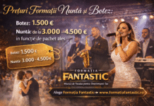 Prețuri formații nuntă și botez: 1.500 € pentru botez, nuntă de la 3.000 la 4.500 €, în funcție de pachet